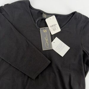 NEW Diane Gilman DG2 Womens Black V-Neck Faux Suede Fringe Tunic Top S